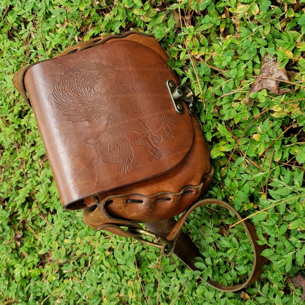Vintage 70's Leather Squirrel Purse